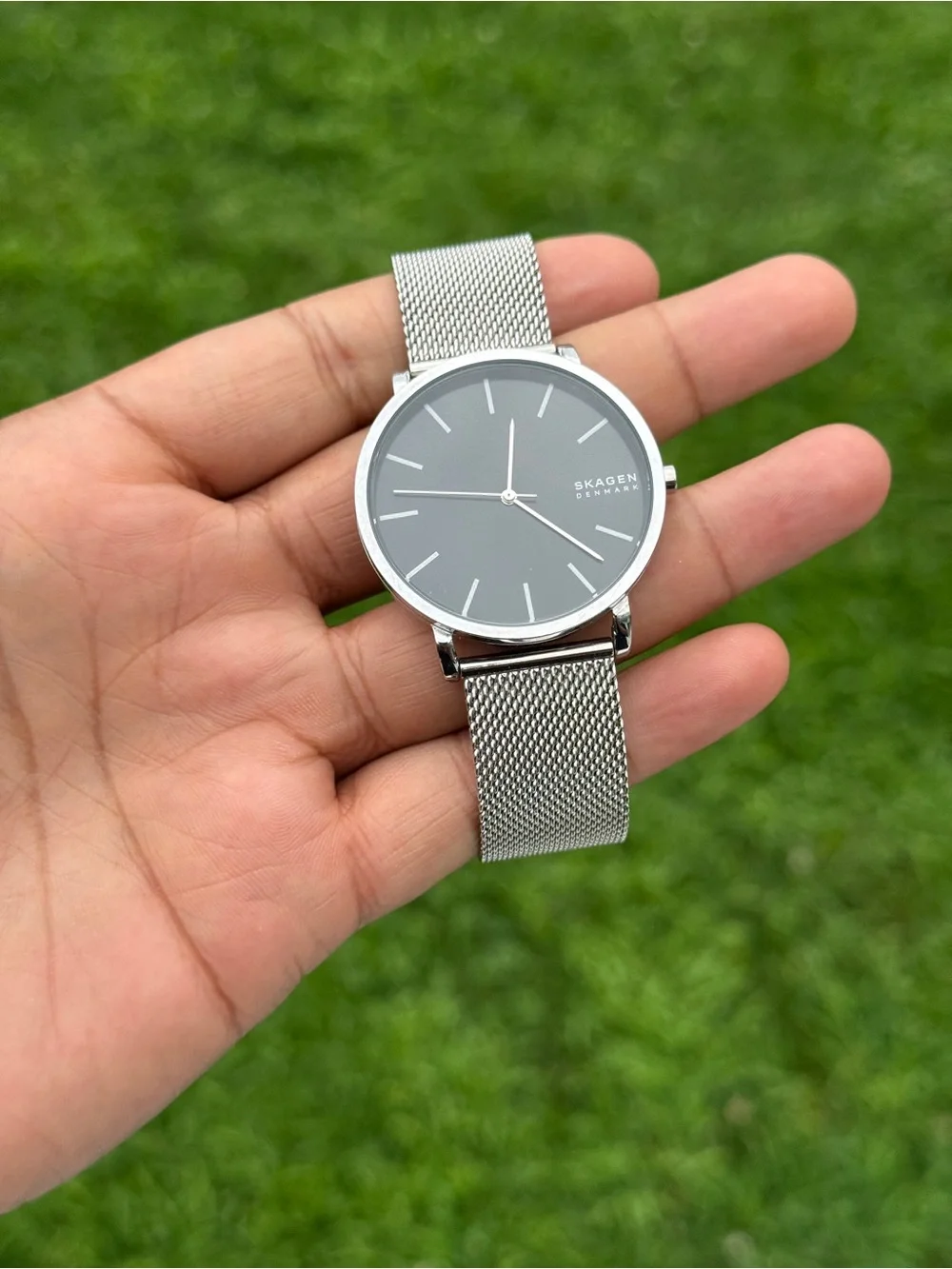 Skagen men’s classic Stainless Steel Mesh Bracelet Watch - Black Dial